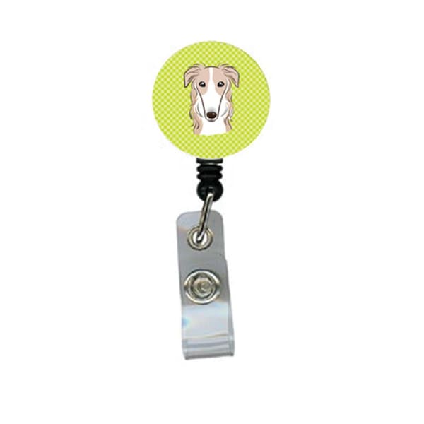Teacher&Aposs Aid Checkerboard Lime Green Borzoi Retractable Badge Reel TE2917517 - main
